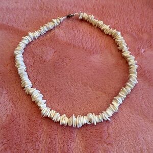 Ivory Plastic Shell-Style Chip Necklace 18" Boho Coastal
Choker